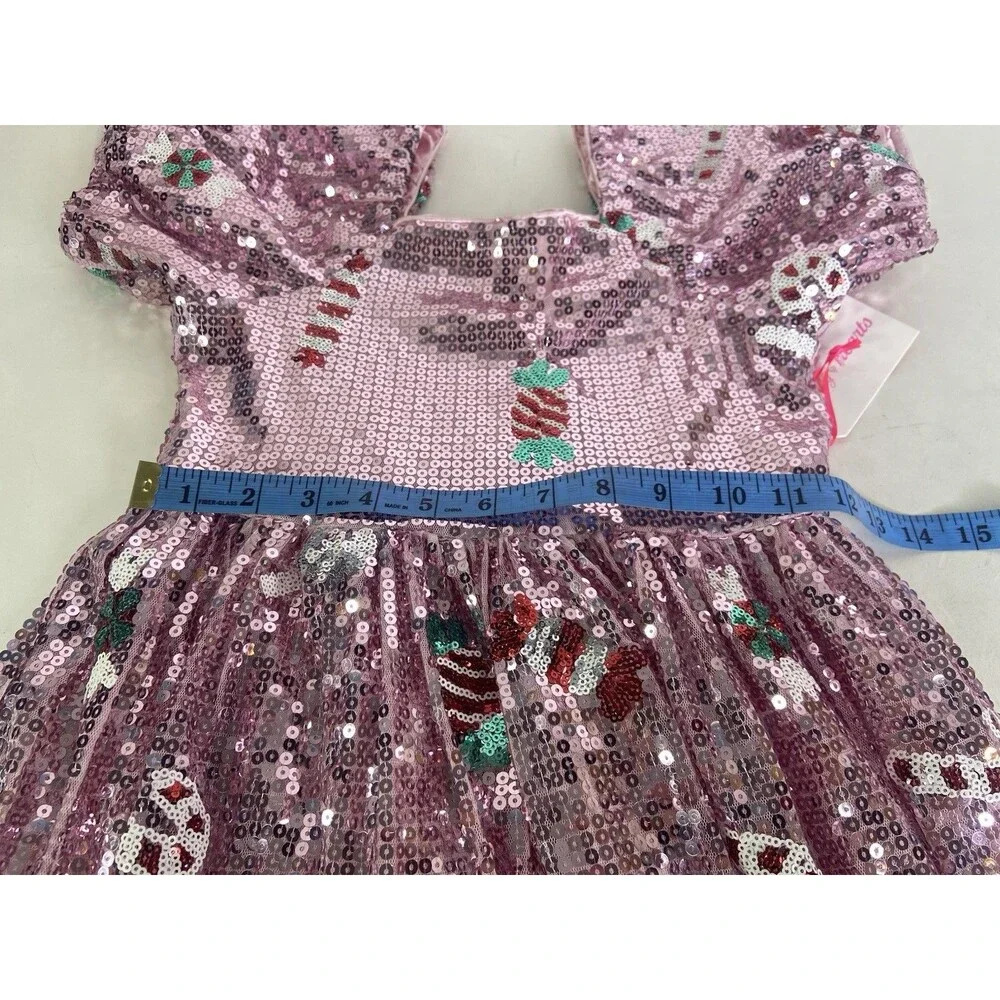 Young Hearts Girls Size 8 Pink Sequin Sparkle Holiday Sweets Candy Dress